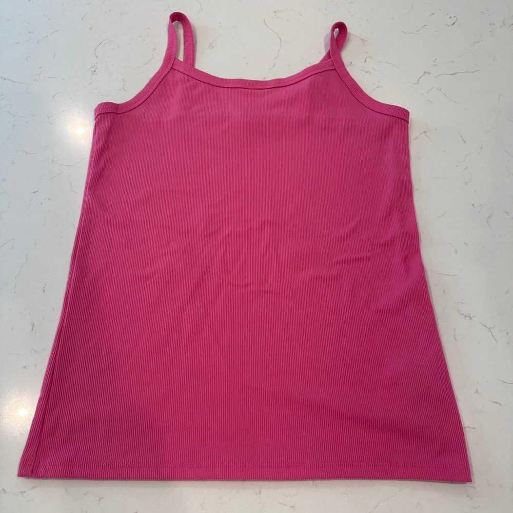 No Boundaries Pink Ribbed Cami Tank Top Womens Large 12-14 Scoop Neck Stretch
